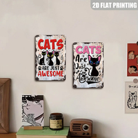 Letrero Metálico de Gato, Decoración de Pared con Huella de Gato Negro, para el Hogar, Dormitorio o Cuarto de Gatos