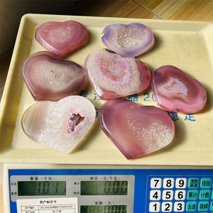 Cœur en agate druzy de <span class=keywords><strong>quartz</strong></span> de guérison de haute qualité, sculpture de paume, agate <span class=keywords><strong>rose</strong></span> polie, géode en forme de cœur pour la décoration - Product Image 4