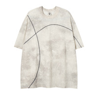 T-shirt unisexe en coton épais à manches courtes pour hommes Shasu Line Trendy Brand Casual Style avec American Street Niche Design Loose Top