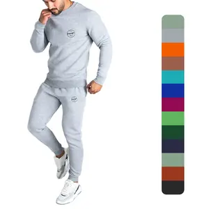 Conjunto de roupa de treinamento masculina, conjunto de duas peças de algodão para corrida, logotipo bordado, conjunto de trajes com logotipo personalizado