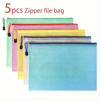 Organisateur de fichiers à fermeture éclair en nylon transparent A4-Pochette de documents en maille PVC résistante à l'eau pour les voyages d'affaires de bureau scolaire