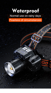 CITICITY <b>LED</b> Headlamp with Wave Sense <b>Light</b> 5 Modes Red Flashing 800 Lumens IP44 for Hiking Running Camping Emergency - Product Image 5
