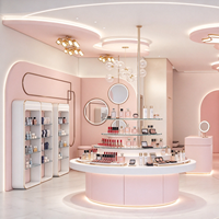 Vitrine de boutique en bois personnalisable de haute qualité Éclairage LED Meubles de design d'intérieur commercial pour vitrine de cosmétiques