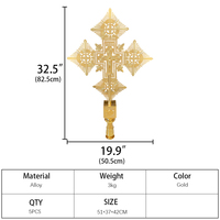 Croix Processionale Orthodoxe Catholique Grecque Éthiopienne Russe en Métal Doré de Grande Taille – Crucifix Religieux