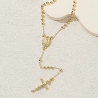 Kalung Salib Desain Religius Manik-Manik Doa Laris Manis Lapis Emas 14k