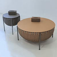 Ensemble de tables basses de salon en rotin, métal et cuir, style nordique moderne italien simple, pour maison, hôtel, villa, appartement