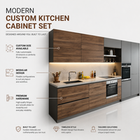 Kabinet Dapur Pulau Modern Modular Kayu RTA Soft Close Pull Out Tahan Air Ramah Lingkungan Grosir Langsung dari Pabrik