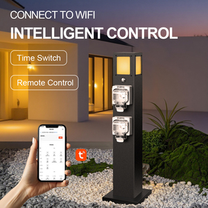 <span class=keywords><strong>Prise</strong></span> de courant extérieure pour jardin, 2 prises, en acier inoxydable 304, indice de protection IP66, équipée de capteurs intelligents, éclairage, contrôle WiFi mobile - Product Image 3