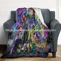Ventes en gros de couvertures d'Halloween personnalisées imprimées en polyester 100% pour la maison, le bureau, la sieste et les voyages - Anti-bactériennes et imprimées recto-verso