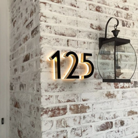 Plaque de numéro de maison en acier inoxydable rétroéclairée par LED 3D, lumière blanc chaud, transformateur, compatible Homekit, télécommande, pour bureau, bar, porte