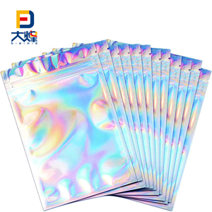 Plastic Blue Color Transparent Jewelry Earphone Gift Zipper Bag Personalised Resealable 3.5g Custom Logo <strong>Holographic</strong> Mylar Bag - Product Image 5