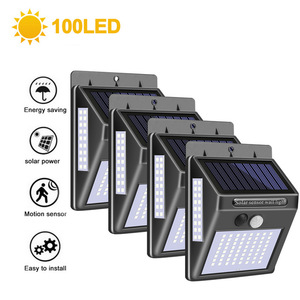 Lámpara Solar de Pared con Sensor de Movimiento PIR de 100 LED, Lámpara Solar de Seguridad para Jardín - Product Image 1