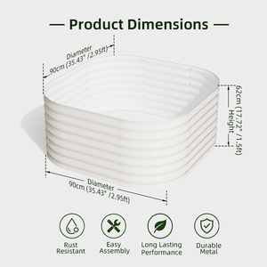 Custom 24 Inch Deep Corrugated Metal Raised Garden Bed 3x3ft Galvanized Planting <b>Box</b> for Outdoor Gardening Flower Pots Planters - Product Image 2