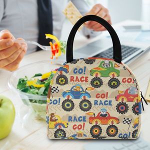 Custom Cool Race Pattern Outdoor Picnic Cooler Lunch Bag Insulated Lunch Bag with Zipper Closure and Handle for Kids School - Product Image 3