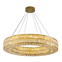 Nouveau modèle nordique moderne luxe maison décorative cristal anneaux dorés lustres en cristal suspensions