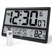 Reloj de Pared Atómico de Diseño Clásico LFF, Números de 45 Pulgadas, Pantalla Grande de 15 Pulgadas, No Necesita Ajustes, Temperatura Interior/Exterior, Inalámbrico