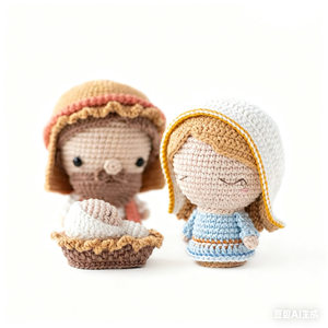 KIVA Nativité Scène <span class=keywords><strong>Crochet</strong></span> Poupées Amigurumi Ensemble À La Main <span class=keywords><strong>De</strong></span> Noël Religieux Polyester En Peluche Jouets Joseph Mary Bébé Jésus Tricoté - Product Image 1