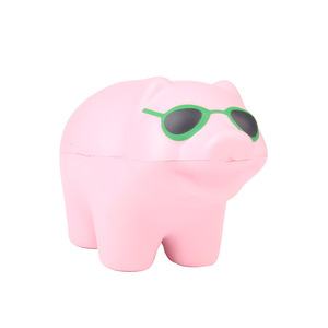 Pink Pig <b>Squishy</b> Toy With Green Sunglasses Soft Pu Fidget Stress Relief For Kids Unisex 2 To 4 Years - Product Image 2