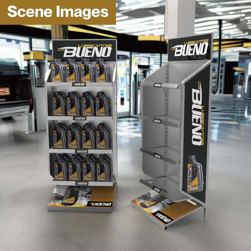 Apache Custom 4 Tier Lubricating Oil Display Shelf for Auto Repair Shops, Gas Stations and Automotive Part Stores — view 5