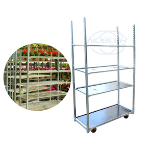 Étagères de présentation sur chariot danois, chariot à fleurs pour serre, étagère de pépinière, chariots danois, étagère de rangement robuste en bois - Product Image 5