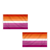 Drapeau lesbien OEM, bannière coucher de soleil 3x5ft, impression numérique personnalisée sur polyester, vente en gros d'usine, événements nationaux personnalisés