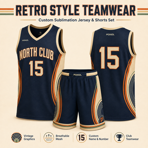 Ensemble d'uniformes de basketball rétro personnalisés haut de gamme – Maillot et short sublimés, inspirés des classiques du hardwood, pour clubs et merchandising d'équipes - Product Image 1