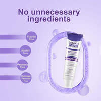 Dentifrice chimique Crogate Purple Light avec lysozyme et technologie blanchissante pour l'élimination du jaunissement et des taches, usage domestique