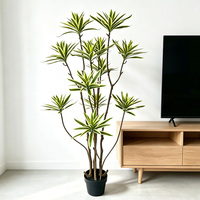 Plante artificielle Dracaena Reflexa en pot, fausse plante tropicale à bordure dorée, bambou, verdure pour décoration intérieure