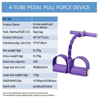 Bandas de Resistencia de Pedal con 4 Tubos, Bandas de Resistencia para Gimnasio en Casa, 4 Cuerdas Elásticas para Entrenamientos de Cuerpo Completo, Entrenadores Abdominales