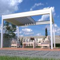Kit de gazebo extérieur en aluminium électrique imperméable au soleil et à la pluie de marque Oscar, 4x3, auvent métallique, toit rétractable à lames, jardinage