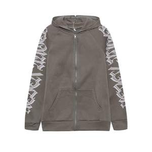 Unisex Y 2 <span class=keywords><strong>k</strong></span> Zip up con scritta grafica su faccia Punk Goth felpe con cappuccio e felpe estetiche per uomo - Product Image 4