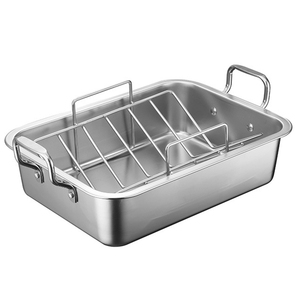 Rôtissoire rectangulaire robuste en acier inoxydable épaissie rôtissoire de poulet rôtissoire avec support - Product Image 2