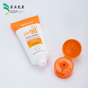 <span class=keywords><strong>Tube</strong></span> souple cosmétique blanc PE vide 30-80ml 30mm avec bouchon à clapet orange, emballage compressible pour crème solaire SPF90 au collagène, soin hydratant pour la peau - Product Image 1