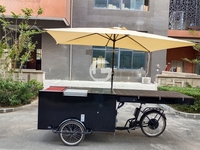 Chariot élégant à poussée manuelle Tricycle à café à propulsion humaine Tricycle à hot dog