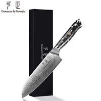 Couteau de cuisine professionnel en acier Damas VG10, couteau de chef Santoku et couteau à découper avec manche en turquoise noir, style japonais