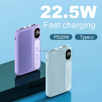Nuevo Mini Power Bank de 10000 mAh, Carga Rápida de 22.5 W, Salida PD de 20 W Tipo C, Pantalla Digital, Cargador de Batería Delgado