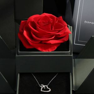 Coffret cadeau de rose unique pour les fêtes, ensemble de fleurs pouvant contenir des bijoux, joyeux anniversaire, rose rouge à grosse tête naturelle, fleur préservée - Product Image 3