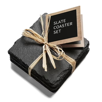 Dessous de verre noir personnalisé de 4 pouces carré rond anti-rayures avec support en métal pour l'Italie Quarante quatre roses de Resch