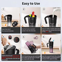 Batidora portátil recargable de 16 oz, batidora y licuadora personal tipo C, minibatidora para batidos con ultra afilada