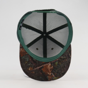 Casquette Trucker en <span class=keywords><strong>Maille</strong></span> Bicolore Camouflage <span class=keywords><strong>Vert</strong></span> à 6 Panneaux à Bord Plat Personnalisée en Gros avec Patch Tissé et Logo Brodé Personnalisé - Product Image 4