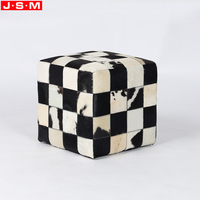 Tabouret en tissu mousse souple noir et blanc Tabouret pouf de loisirs unique pour salon chambre