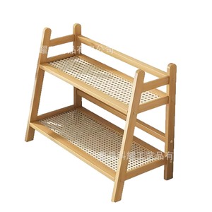 Wooden <b>Desktop</b> <b>Shelf</b> Double Layer Storage Rack Natural Wood Color Kitchen Countertop Organizer Standing Type - Product Image 3