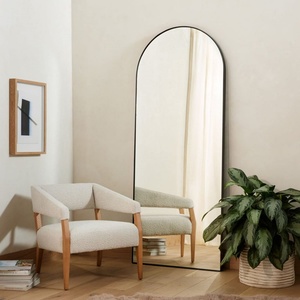 Custom Size Full-Length Black Arched Dressing Mirror <b>Large</b> Gold Metal <b>Framed</b> Floor Wall Mounted Glass for Decorative Use - Product Image 5