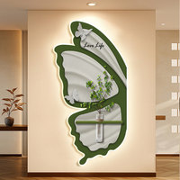 Peinture décorative murale en pierre de grès avec papillons et plantes hydroponiques pour fond de couloir