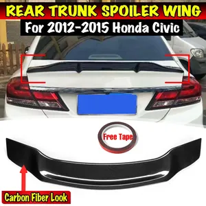 <b>Black</b>/Carbon Fiber Look Car Rear Trunk Spoiler Lip Boot <b>Wing</b> Extension for Honda for Civic 8th 9th 2006-2015 Rear Lip Spoiler - Product Image 1