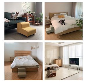 บันไดสำหรับสุนัขทางลาดสำหรับที่นอนทำจากไม้ปลอดภัยทนทานสำหรับสัตว์เลี้ยงบันไดสำหรับสุนัข - Product Image 5