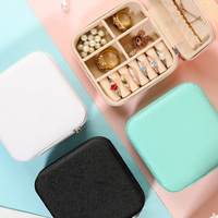 Petite boîte de rangement pour bijoux en cuir PU, portable, pour voyages, pour ranger les boucles d'oreilles