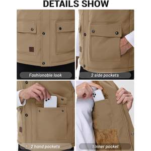 Cotrasen hommes décontracté doublé polaire hiver chaud gilet vêtements d'extérieur avec manches bouffantes Options de taille-gilet veste - Product Image 6