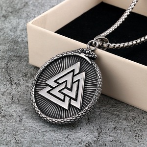 yunnique Vintage Stainless Steel Men's Pendant Viking <b>Compass</b> Symbol Charm Geometric Design Gift Jewelry - Product Image 2