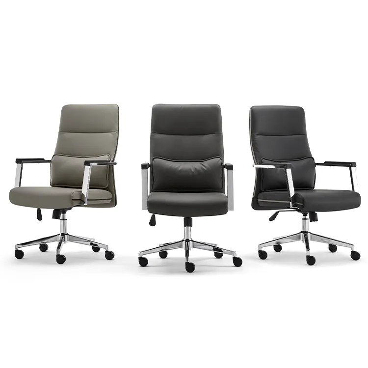 Cadeira de escritório executiva ergonômica de couro com design italiano de alta qualidade, reclinável de luxo, giratória em PU, gerente executivo, CEO